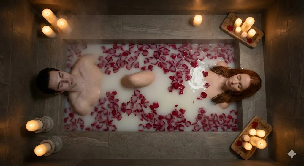 Bath Ritual – Milk, Rose Petals & Foam Ceremony